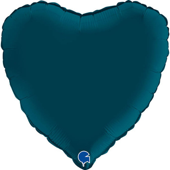 Balon foliowy serce niebieskie morskie satyna, 46 cm