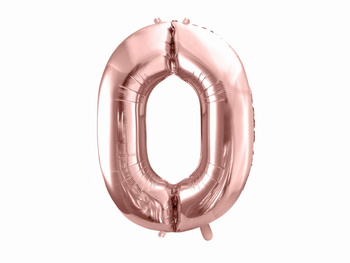 Balon cyfra 0 różowe złoto, 35 cm