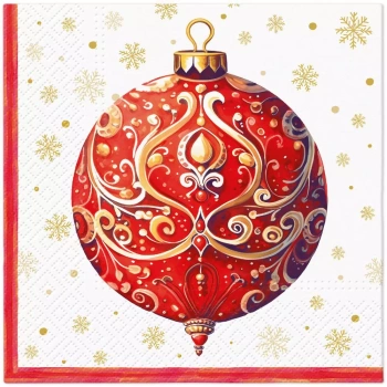 Serwetki Red Bauble With Ornament 20 szt