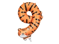 Balon foliowy Cyfra 9 - Tygrys, 64x87 cm