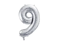 Balon foliowy Cyfra ''9'', 72cm, srebrny