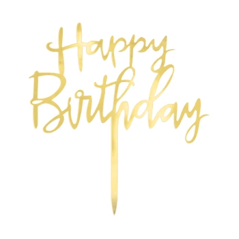 Topper happy birthday złoty sztywny