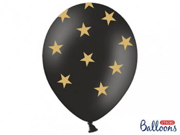 Balon 30 cm, Gwiazdki, Pastel Black