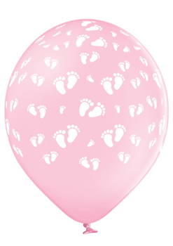 Balon różowy z nadrukiem stopy dziecka
