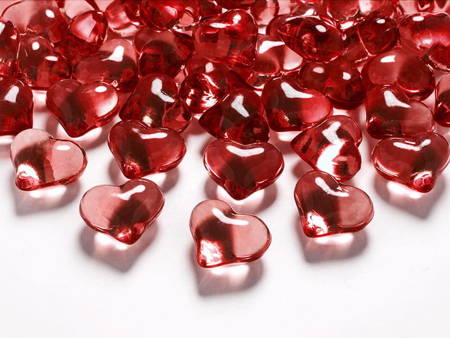 Kryształowe serca, czerwony, 21mm