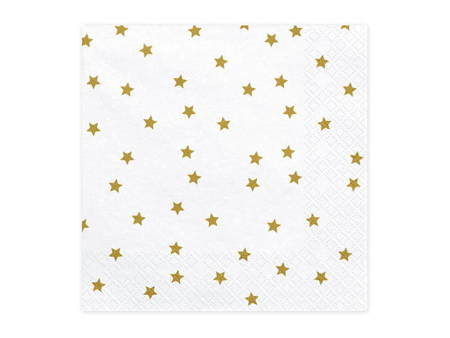 Serwetki papierowe białe w złote gwiazdki