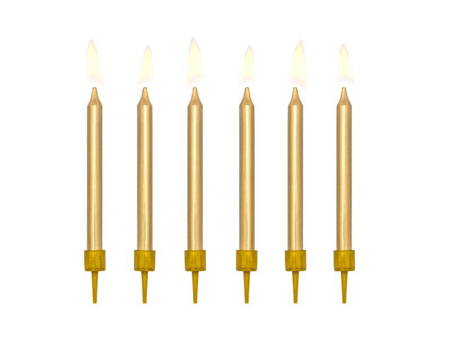 Świeczki urodzinowe gładkie, złoty, 6cm
